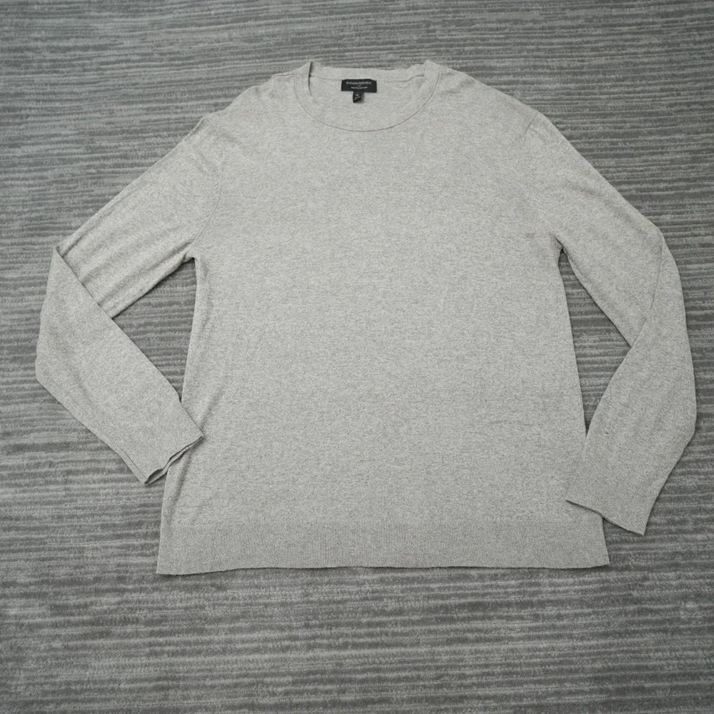 Banana Republic Sweater Men Gray Premium Luxe Yarn Crew Neck XL‎